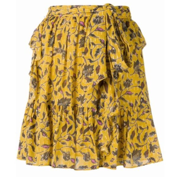 Ulla Johnson Zea Floral Print Skirt In Yellow / Size 0 / NEW